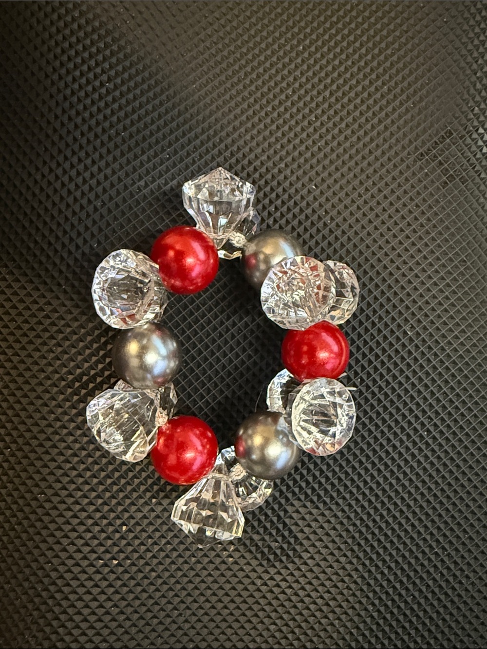 Red and Silver Crystal Accent Stretch Bracelet - Women Jewelry